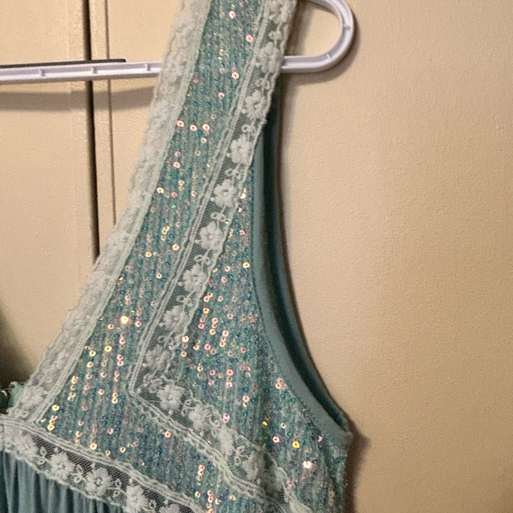 POL Teal Sequin Lace Tank Top - Picture 9 of 16